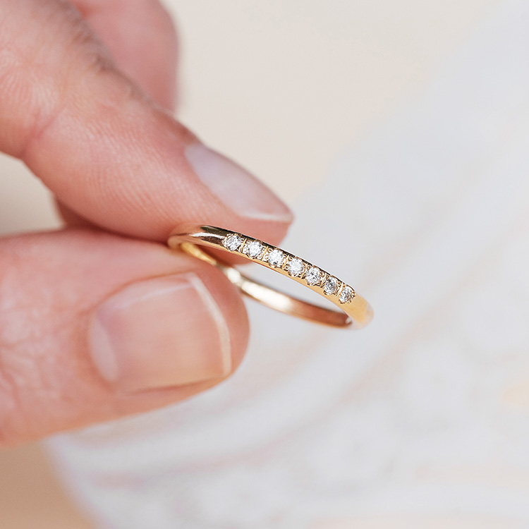 Memoire Ring aus Gelbgold mit Brillanten